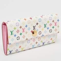 Pre Owned Louis Vuitton White Monogram Multicolore Canvas Sarah Wallet
