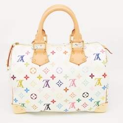 Pre Owned Louis Vuitton White Monogram Multicolore Canvas Speedy 30 Bag
