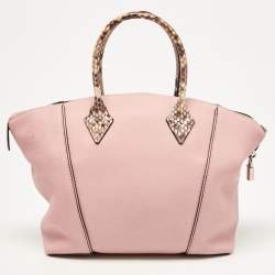مملوكة مسبقًا Louis Vuitton Pink/Beige Leather and Python Soft Lockit PM Bag
