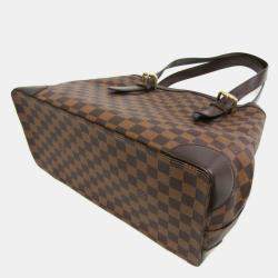 Pre Owned Louis Vuitton Damier Hampstead Mm Tote Bag Brown