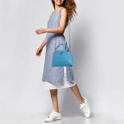 Pre Owned Louis Vuitton Light Blue Taurillon Leather Capucines BB Bag