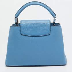 Pre Owned Louis Vuitton Light Blue Taurillon Leather Capucines BB Bag