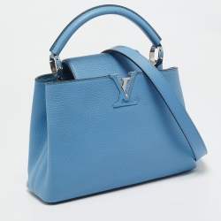 Pre Owned Louis Vuitton Light Blue Taurillon Leather Capucines BB Bag