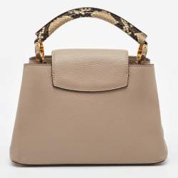 Pre Owned Louis Vuitton Galet Grey Python and Leather Capucines BB Bag