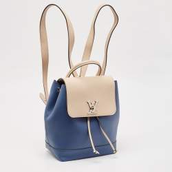 Louis Vuitton Blue/Beige Leather Lockme Backpack