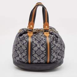Pre Owned Louis Vuitton Blue Monogram Jacquard Fabric and Leather Limited Edition Aviator Bag