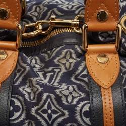 Pre Owned Louis Vuitton Blue Monogram Jacquard Fabric and Leather Limited Edition Aviator Bag