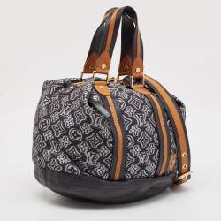 Pre Owned Louis Vuitton Blue Monogram Jacquard Fabric and Leather Limited Edition Aviator Bag