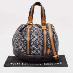 Pre Owned Louis Vuitton Blue Monogram Jacquard Fabric and Leather Limited Edition Aviator Bag