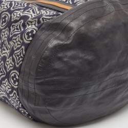 Pre Owned Louis Vuitton Blue Monogram Jacquard Fabric and Leather Limited Edition Aviator Bag