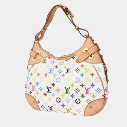 Pre Owned Louis Vuitton White Monogram Multicolor Greta Handbag