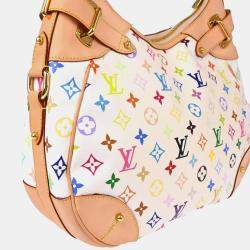 Pre Owned Louis Vuitton White Monogram Multicolor Greta Handbag