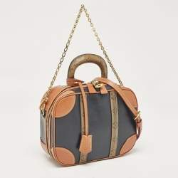 Louis Vuitton Navy Blue/Caramel Reverse Monogram Canvas and Leather Valisette PM Bag