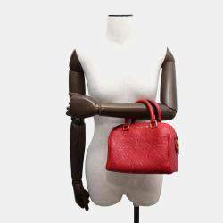 Louis Vuitton Red Monogram Empreinte Leather Speedy Bandouliere 20 Bag