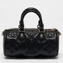 Pre Owned Louis Vuitton Black Monogram Leather Bubblegram Papillon BB Bag