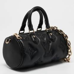 Pre Owned Louis Vuitton Black Monogram Leather Bubblegram Papillon BB Bag