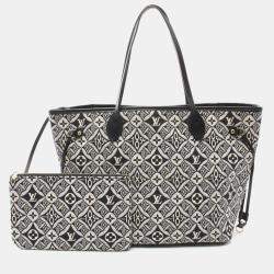 Louis Vuitton Black Ivory Gray Canvas Leather Monogram Jacquard Neverfull Since 1854 MM Tote Bag
