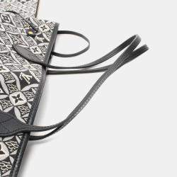 Louis Vuitton Black Ivory Gray Canvas Leather Monogram Jacquard Neverfull Since 1854 MM Tote Bag