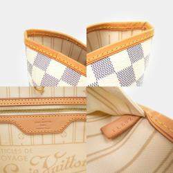 Pre Owned Louis Vuitton White Damier Azur Canvas Neverfull GM Tote Bag