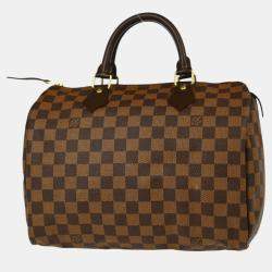 Pre Owned Louis Vuitton Brown Damier Ebene Canvas Speedy 30 Handbag