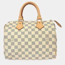 Pre Owned Louis Vuitton White Damier Azur Canvas Speedy 25 Handbag