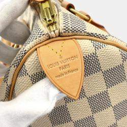 Pre Owned Louis Vuitton White Damier Azur Canvas Speedy 25 Handbag