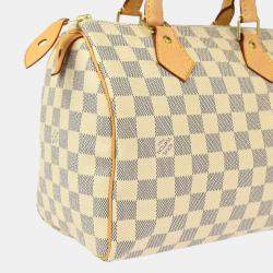 Pre Owned Louis Vuitton White Damier Azur Canvas Speedy 25 Handbag