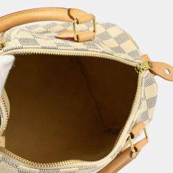 Pre Owned Louis Vuitton White Damier Azur Canvas Speedy 25 Handbag