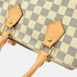 Pre Owned Louis Vuitton White Damier Azur Canvas Speedy 25 Handbag