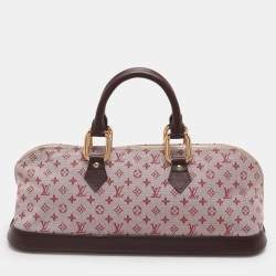 Pre Owned Louis Vuitton Cherry Monogram Mini Lin Canvas Horizontal Alma Bag