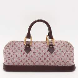 Pre Owned Louis Vuitton Cherry Monogram Mini Lin Canvas Horizontal Alma Bag