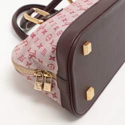 Pre Owned Louis Vuitton Cherry Monogram Mini Lin Canvas Horizontal Alma Bag