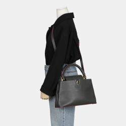 Louis Vuitton Gray Leather Capucines MM Tote Bag