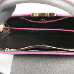 Louis Vuitton Gray Leather Capucines MM Tote Bag