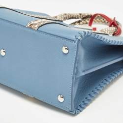 Pre Owned Louis Vuitton Bleu Glacier Leather and Python Very Tote