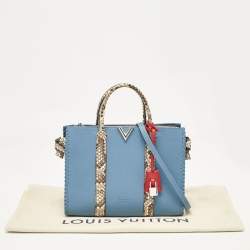Pre Owned Louis Vuitton Bleu Glacier Leather and Python Very Tote