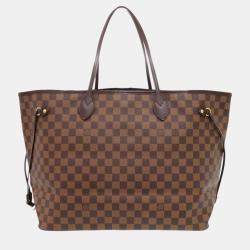 Pre Owned Louis Vuitton Brown Coated Canvas Damier Ebene Neverfull GM Tote Bag