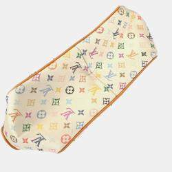 Louis Vuitton White Silk Satin Monogram Multicolor Abelia Top Handle Bag