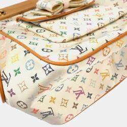 Louis Vuitton White Silk Satin Monogram Multicolor Abelia Top Handle Bag