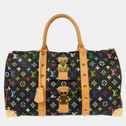 Pre Owned Louis Vuitton Black Monogram Multicolor Speedy 45 Handbag