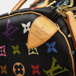 Pre Owned Louis Vuitton Black Monogram Multicolor Speedy 45 Handbag
