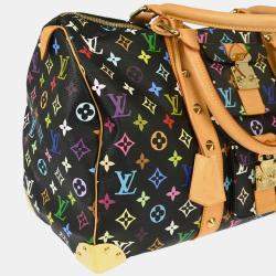 Pre Owned Louis Vuitton Black Monogram Multicolor Speedy 45 Handbag