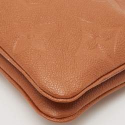 Pre Owned Louis Vuitton Caramel Monogram Giant Empreinte Leather Double Zip Pochette