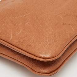 Pre Owned Louis Vuitton Caramel Monogram Giant Empreinte Leather Double Zip Pochette