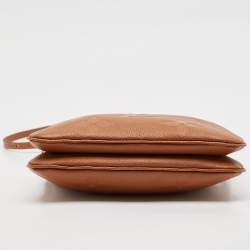 Pre Owned Louis Vuitton Caramel Monogram Giant Empreinte Leather Double Zip Pochette