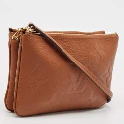 Pre Owned Louis Vuitton Caramel Monogram Giant Empreinte Leather Double Zip Pochette