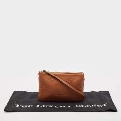 Pre Owned Louis Vuitton Caramel Monogram Giant Empreinte Leather Double Zip Pochette