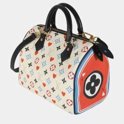 Louis Vuitton White Canvas Game On Speedy Bandouliere 25 Bag
