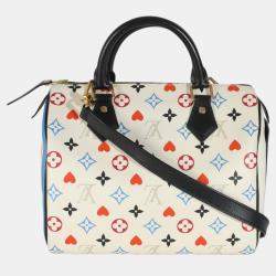 Louis Vuitton White Canvas Game On Speedy Bandouliere 25 Bag