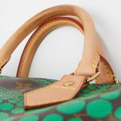 Pre Owned Louis Vuitton Green Monogram Canvas Yayoi Kusama Town Speedy 30 Bag w/Wallet